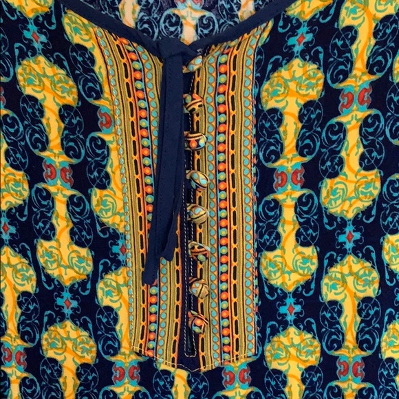 Yellow tribal print 3/4 sleeve Avon Dress Medium - Picture 5 of 8